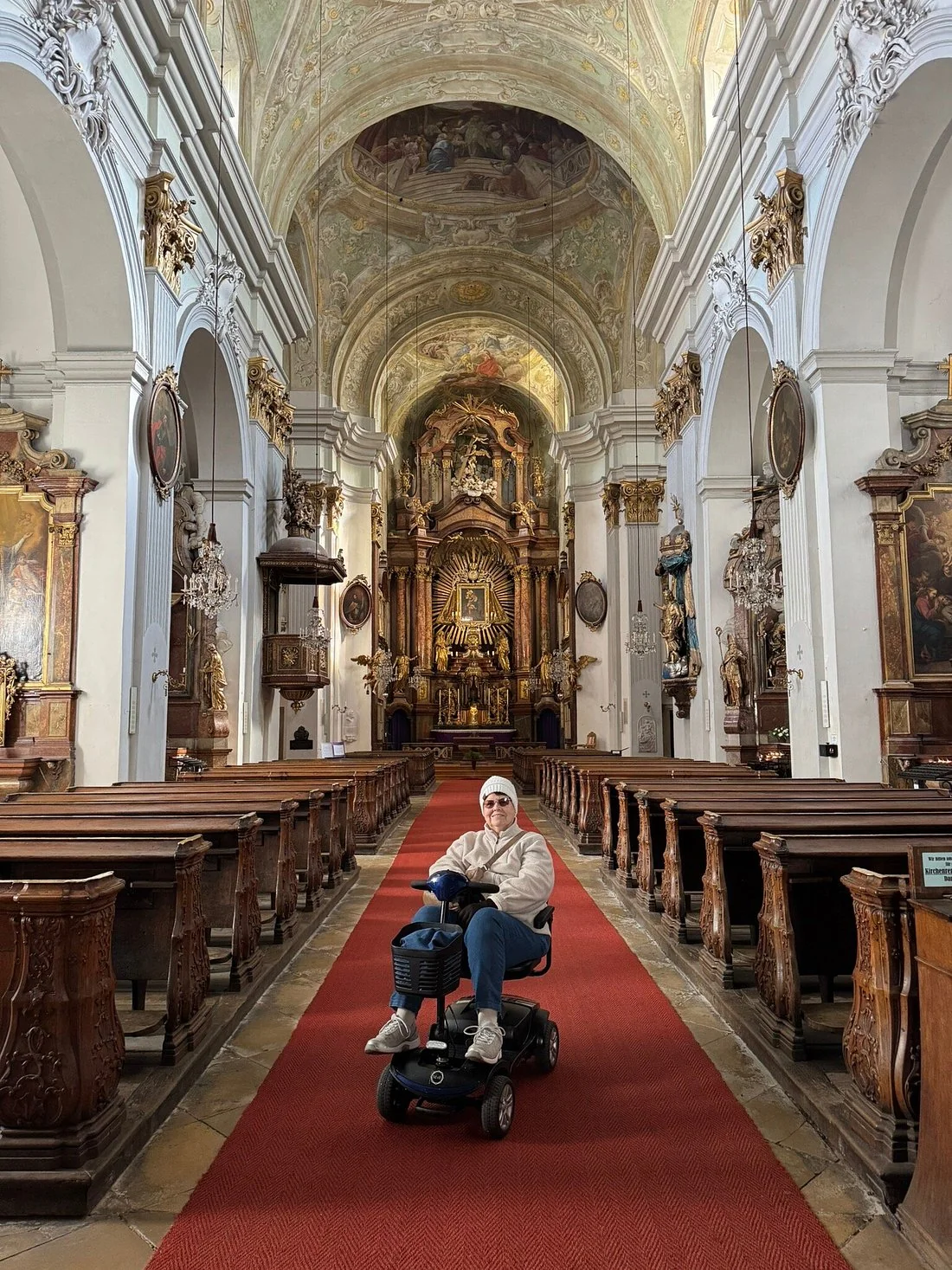 Customer inside a baroque church